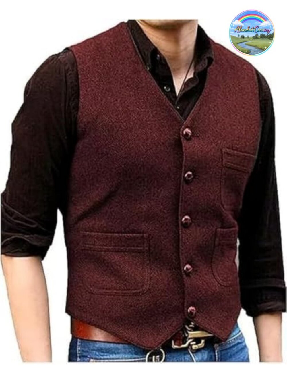 Men's Vintage Tweed V Neck Formal Vest Wool Waistcoat Wedding
